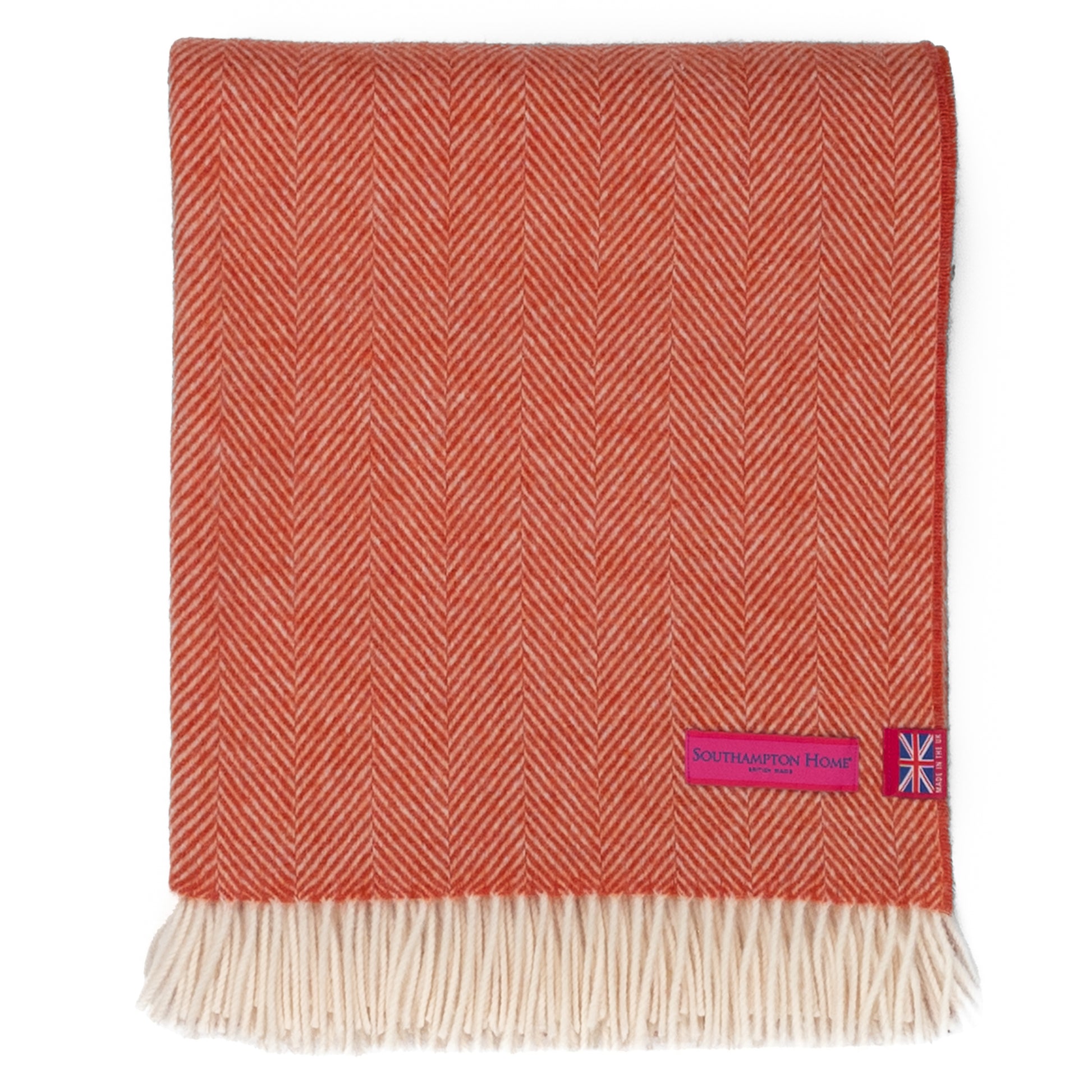 Southampton Home Merino Wool Herringbone Throw (Melon)-Throws and Blankets-[bar code]-Prince of Scots