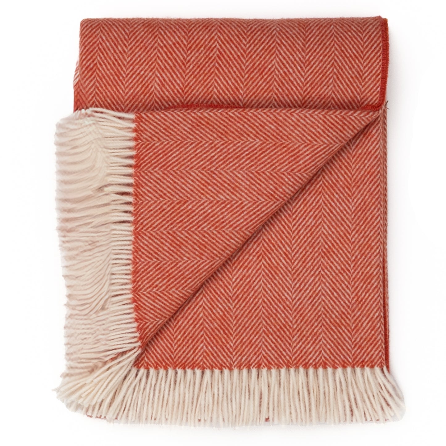 Southampton Home Merino Wool Herringbone Throw (Melon)-Throws and Blankets-[bar code]-Prince of Scots