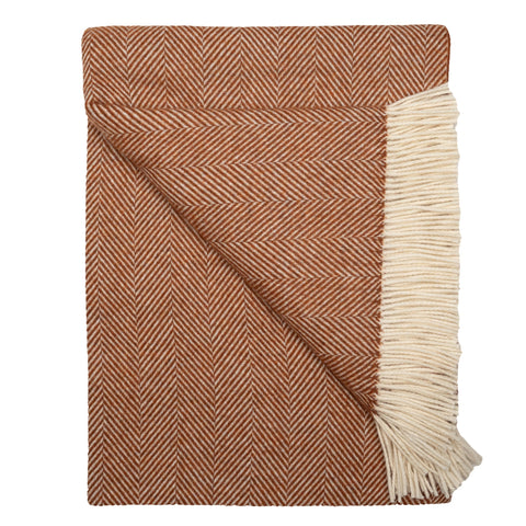 Southampton Home Merino Wool Herringbone Throw (Rust)-Throws and Blankets-[bar code]-RustMerino-Prince of Scots