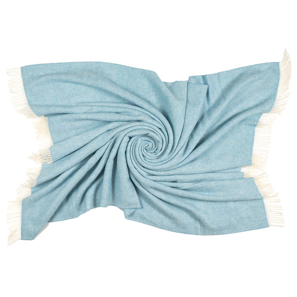 Southampton Home Merino Wool Herringbone Throw (Sky Blue)-Throws and Blankets-Q029009-Prince of Scots