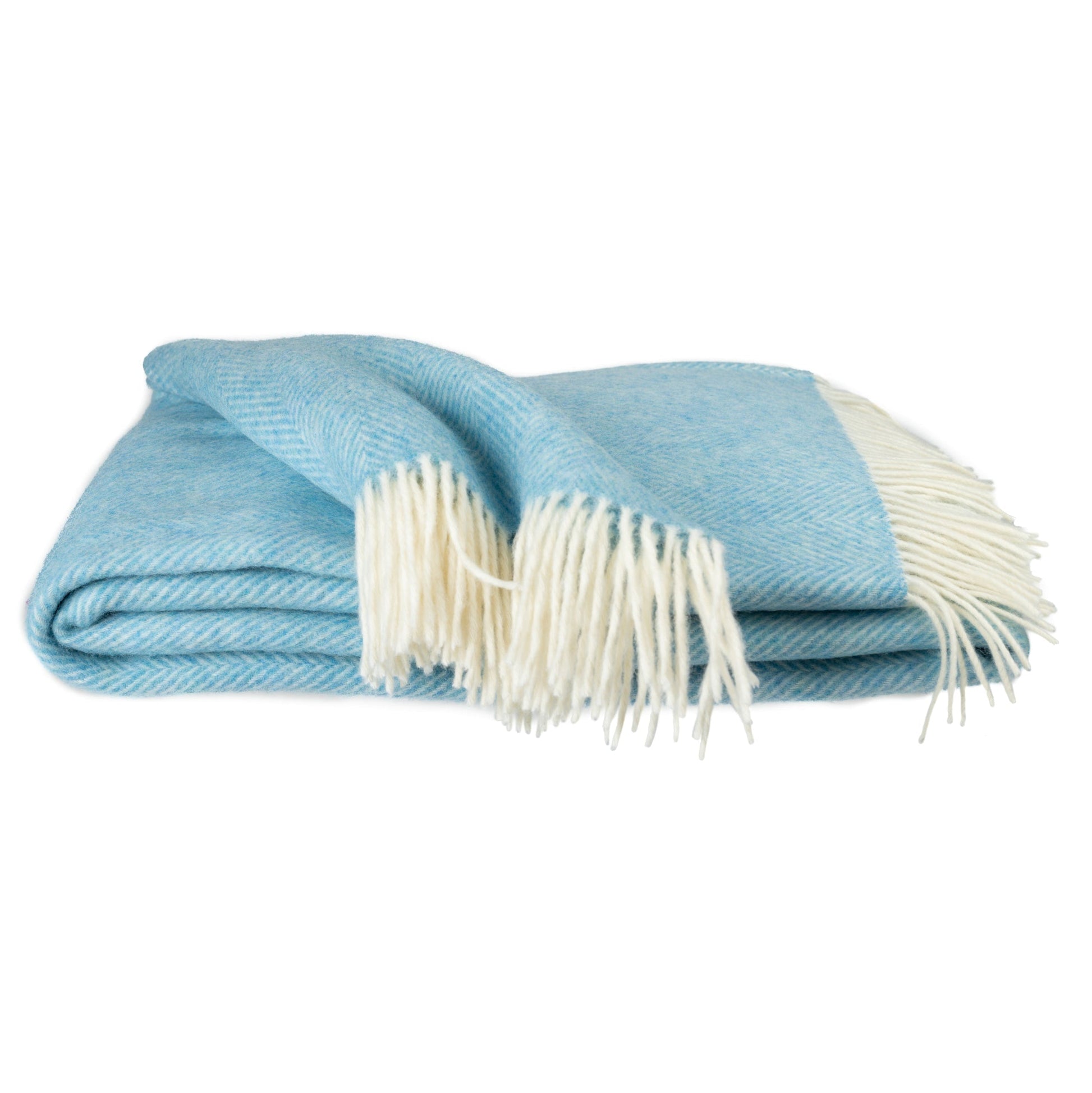 Southampton Home Merino Wool Herringbone Throw (Sky Blue)-Throws and Blankets-Q029009-Prince of Scots