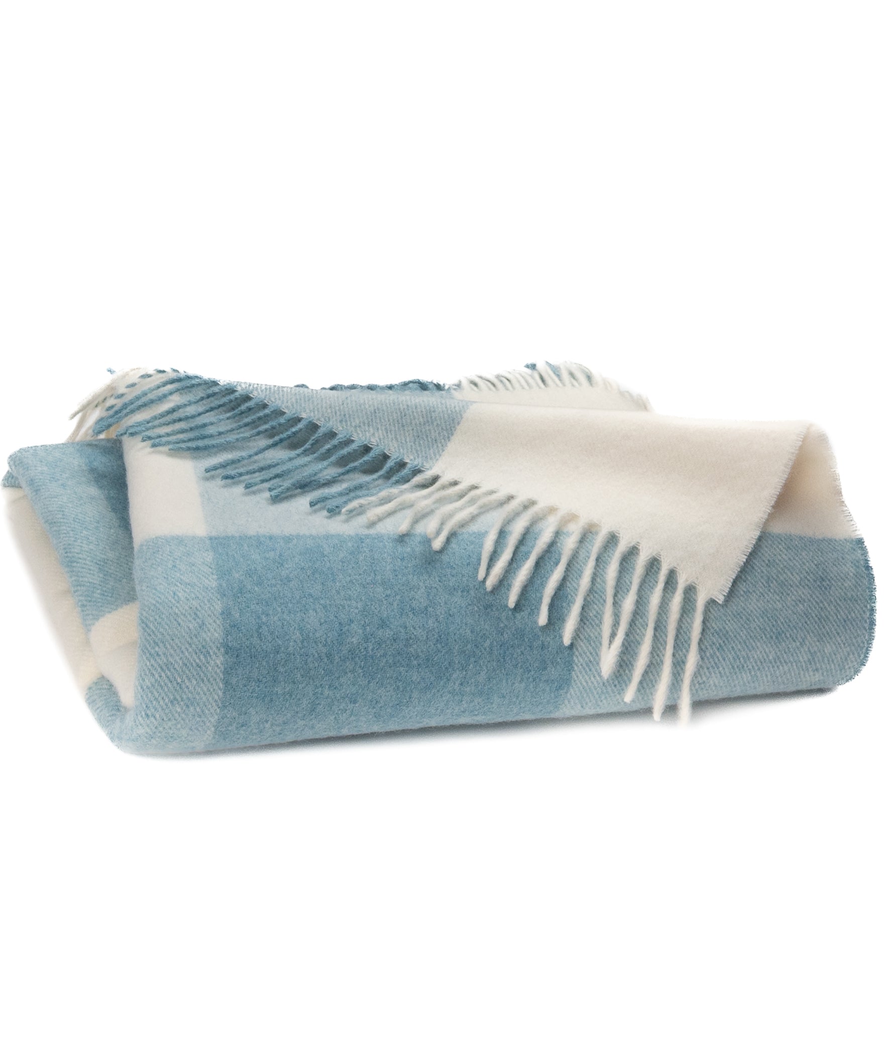 Southampton Home Merino Wool Throw – Block Sky | UK Made-Throws and Blankets-[bar code]-Prince of Scots