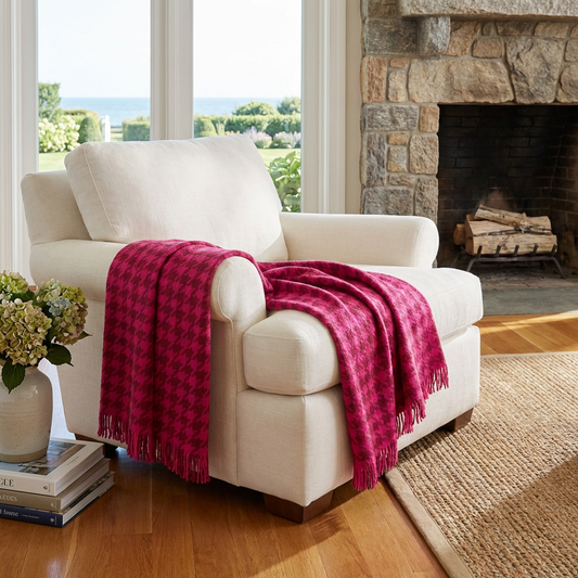Southampton Home Naturally Weighted Houndstooth Throw ~Pink ~-Blankets-[bar code]-Prince of Scots