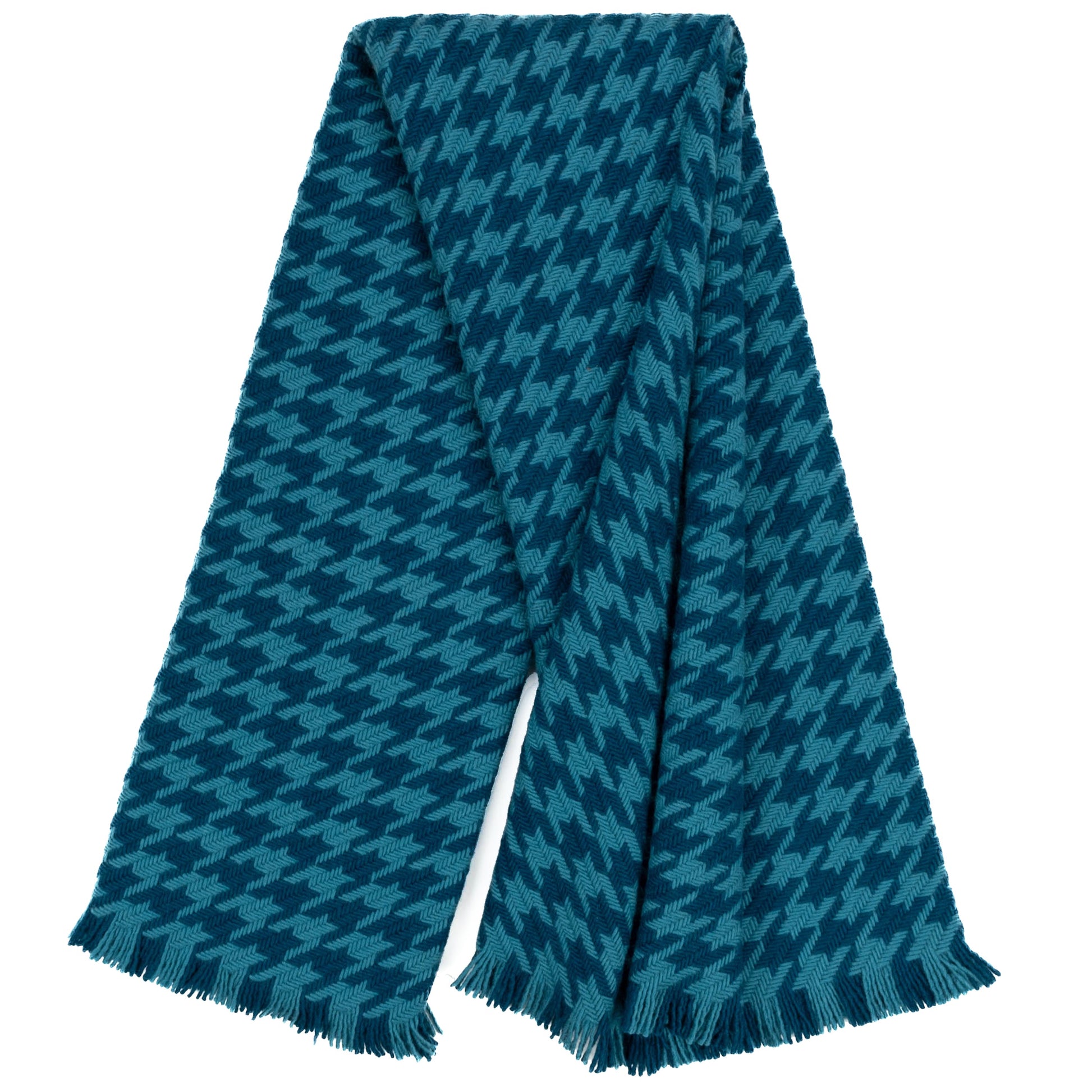 Southampton Home Naturally Weighted Houndstooth Throw ~ Teal ~-Blankets-[bar code]-TealHoundstooth-Prince of Scots