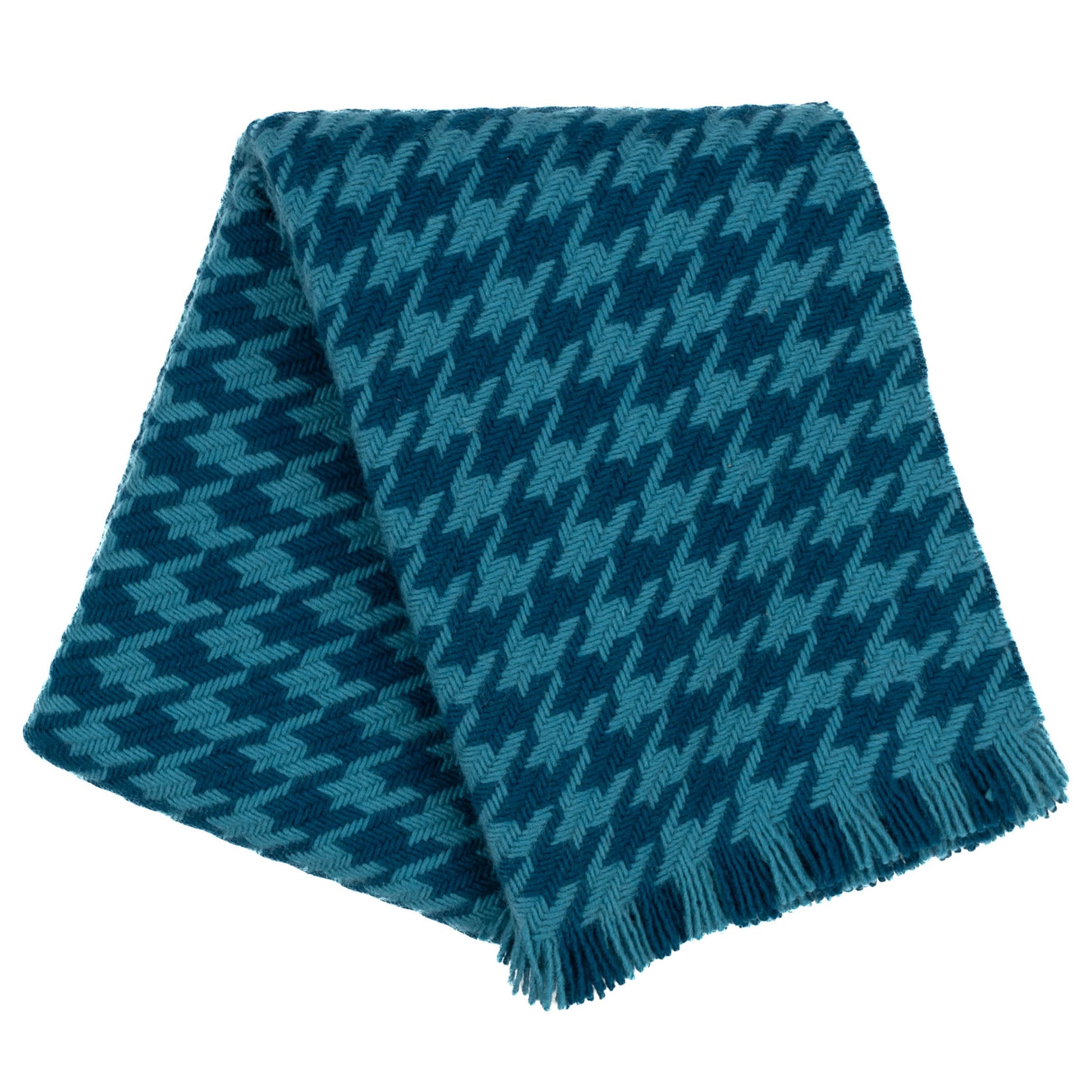 Southampton Home Naturally Weighted Houndstooth Throw ~ Teal ~-Blankets-[bar code]-TealHoundstooth-Prince of Scots