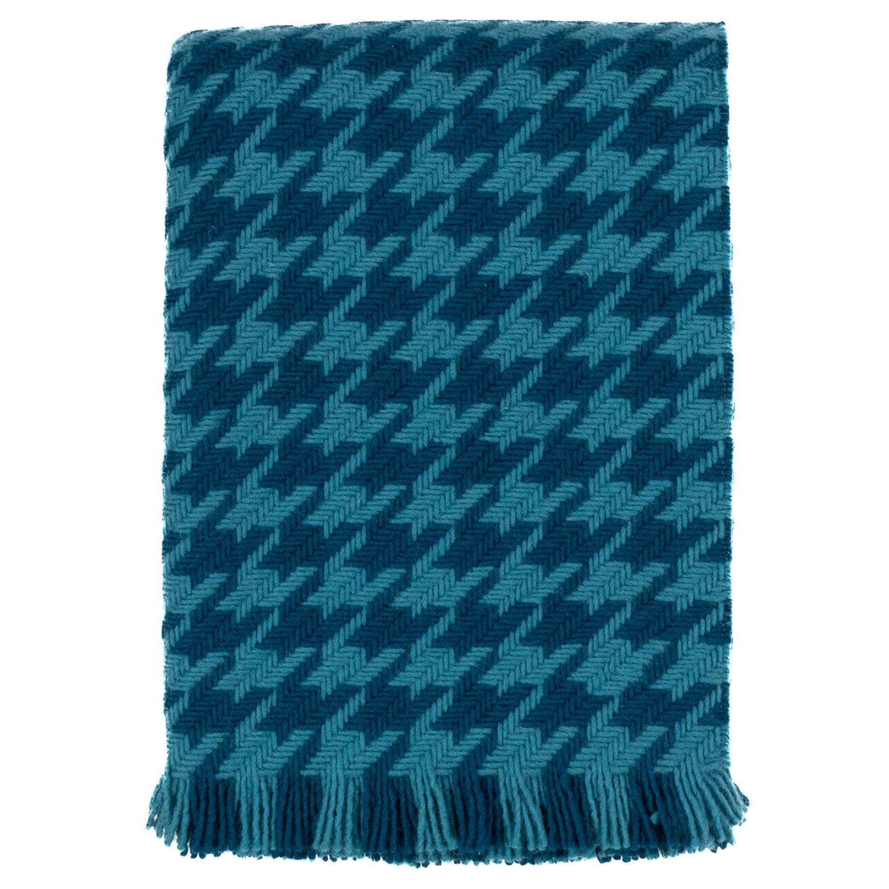 Southampton Home Naturally Weighted Houndstooth Throw ~ Teal ~-Blankets-[bar code]-TealHoundstooth-Prince of Scots