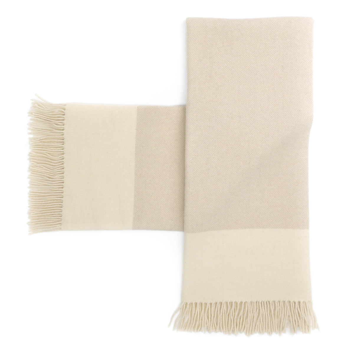 Southampton Home Portofino Herringbone Fine Australian Wool Throw ~ Beige