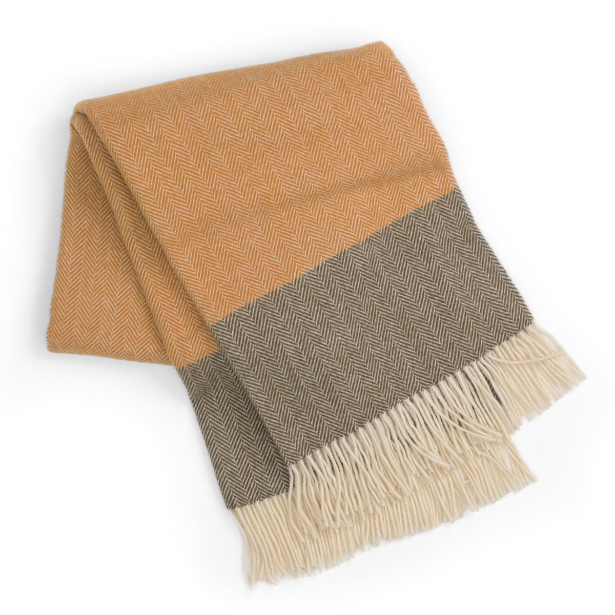 Southampton Home Portofino Herringbone Fine Australian Wool Throw ~ Golden Sand