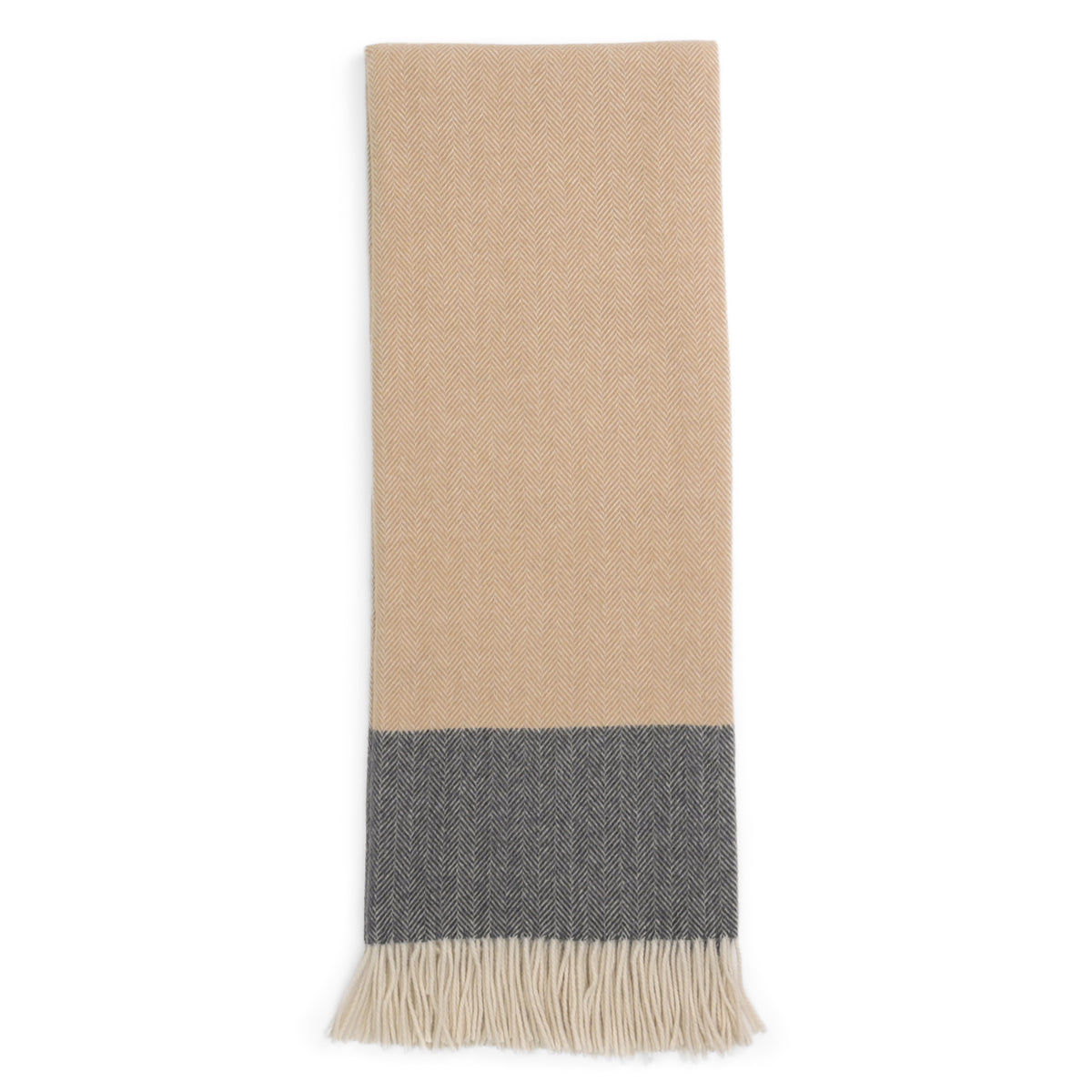 Southampton Home Portofino Herringbone Fine Australian Wool Throw ~ Greige