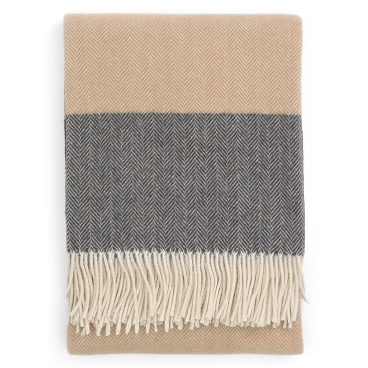 Southampton Home Portofino Herringbone Fine Australian Wool Throw ~ Greige