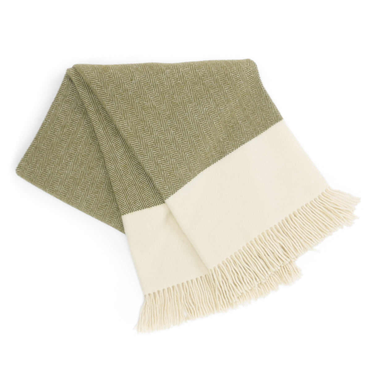 Southampton Home Portofino Herringbone Fine Australian Wool Throw ~ Olive Grove