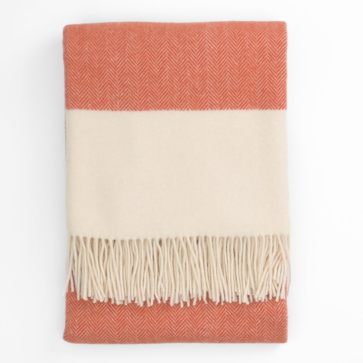 Southampton Home Portofino Herringbone Fine Australian Wool Throw ~ Terracotta