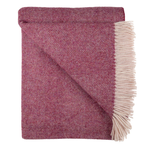 Southampton Home Wool Herringbone Throw (Berry)-Throws and Blankets-[bar code]-ShetlandBerry-Prince of Scots