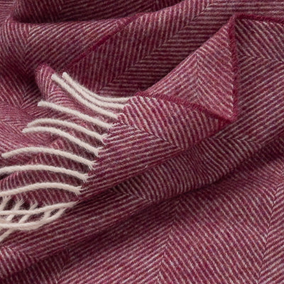 Southampton Home Shetland Lambswool Herringbone Throw – Berry | Woven in England-Throws and Blankets-[bar code]-Prince of Scots
