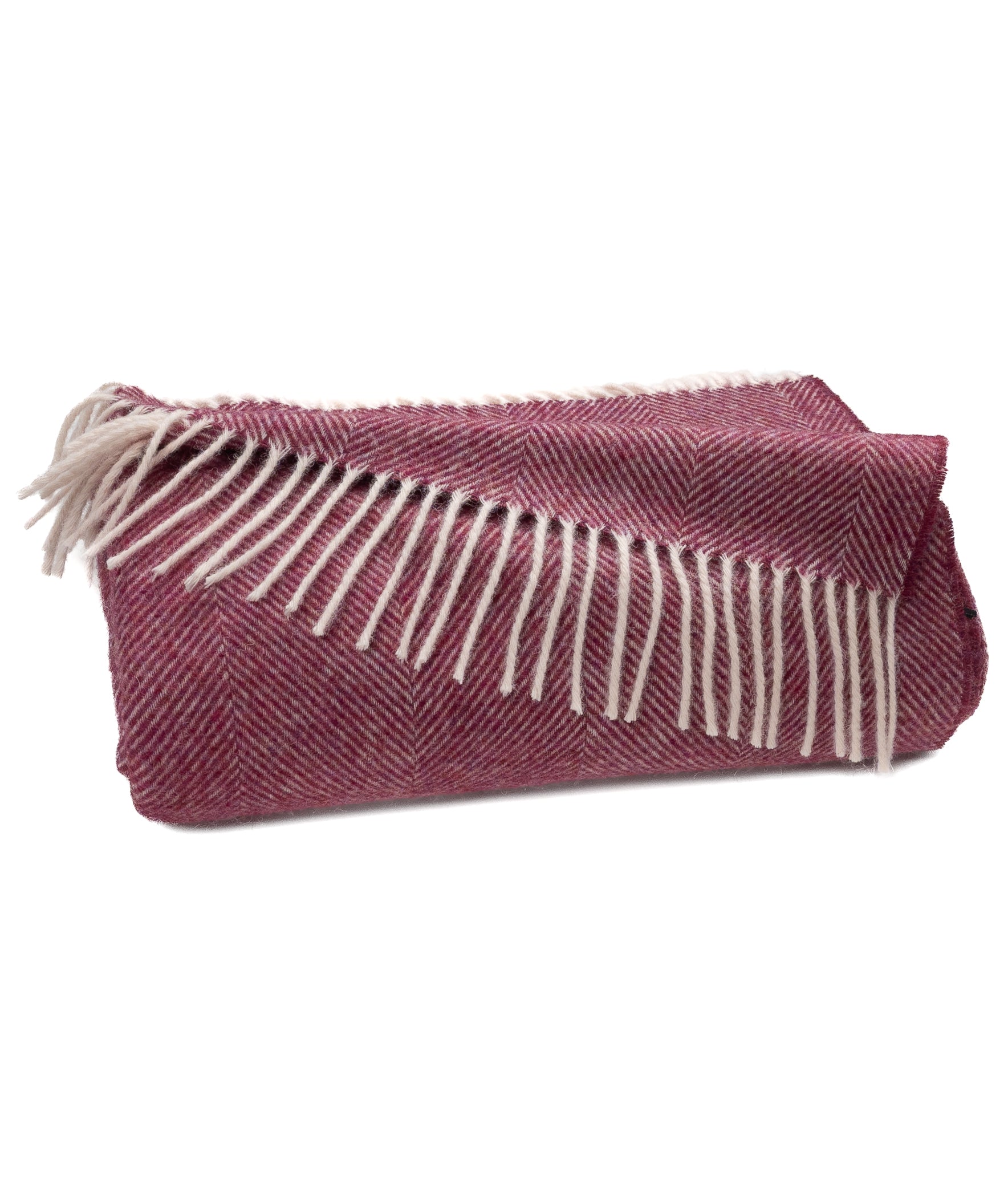 Southampton Home Shetland Lambswool Herringbone Throw – Berry | Woven in England-Throws and Blankets-[bar code]-Prince of Scots