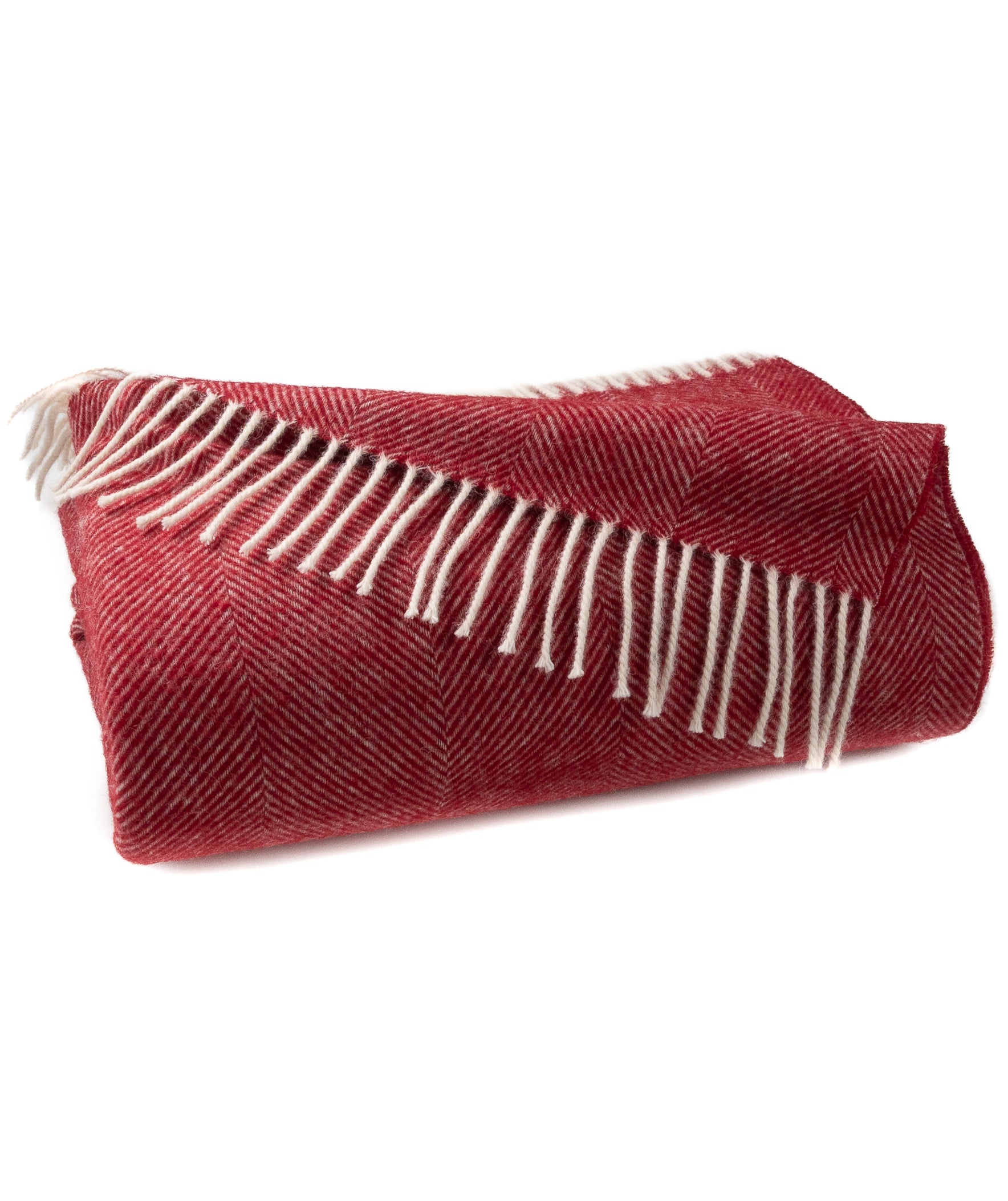 Southampton Home Shetland Lambswool Herringbone Throw (Cherry)-Throws and Blankets-[bar code]-Prince of Scots