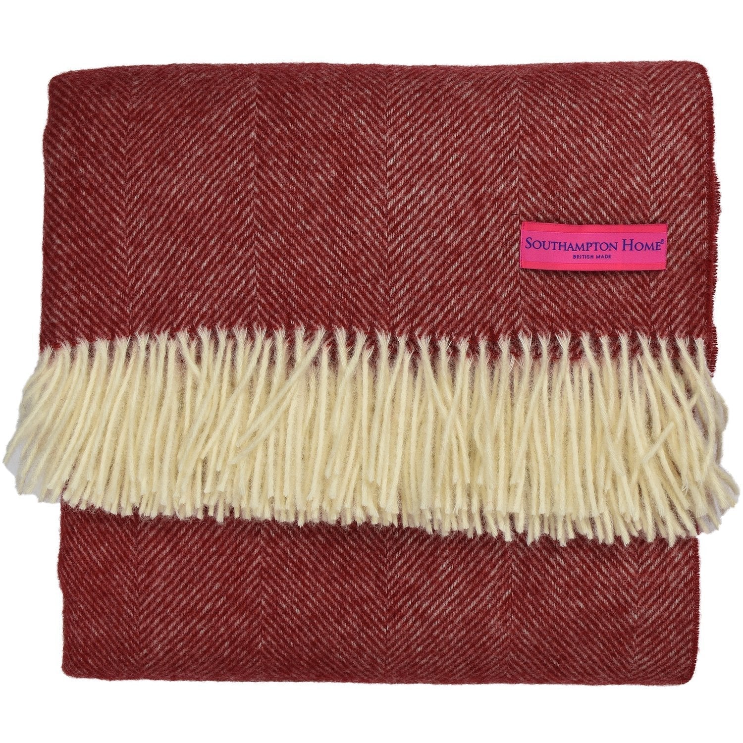 Southampton Home Wool Herringbone Throw (Cherry)-Throws and Blankets-Prince of Scots-810032750978-Q028001-22-Prince of Scots