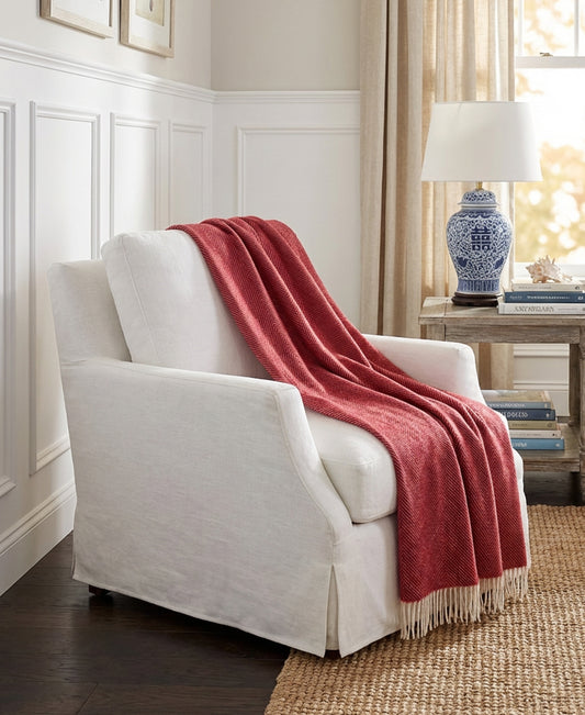 Southampton Home Shetland Lambswool Herringbone Throw (Cherry)-Throws and Blankets-[bar code]-Prince of Scots