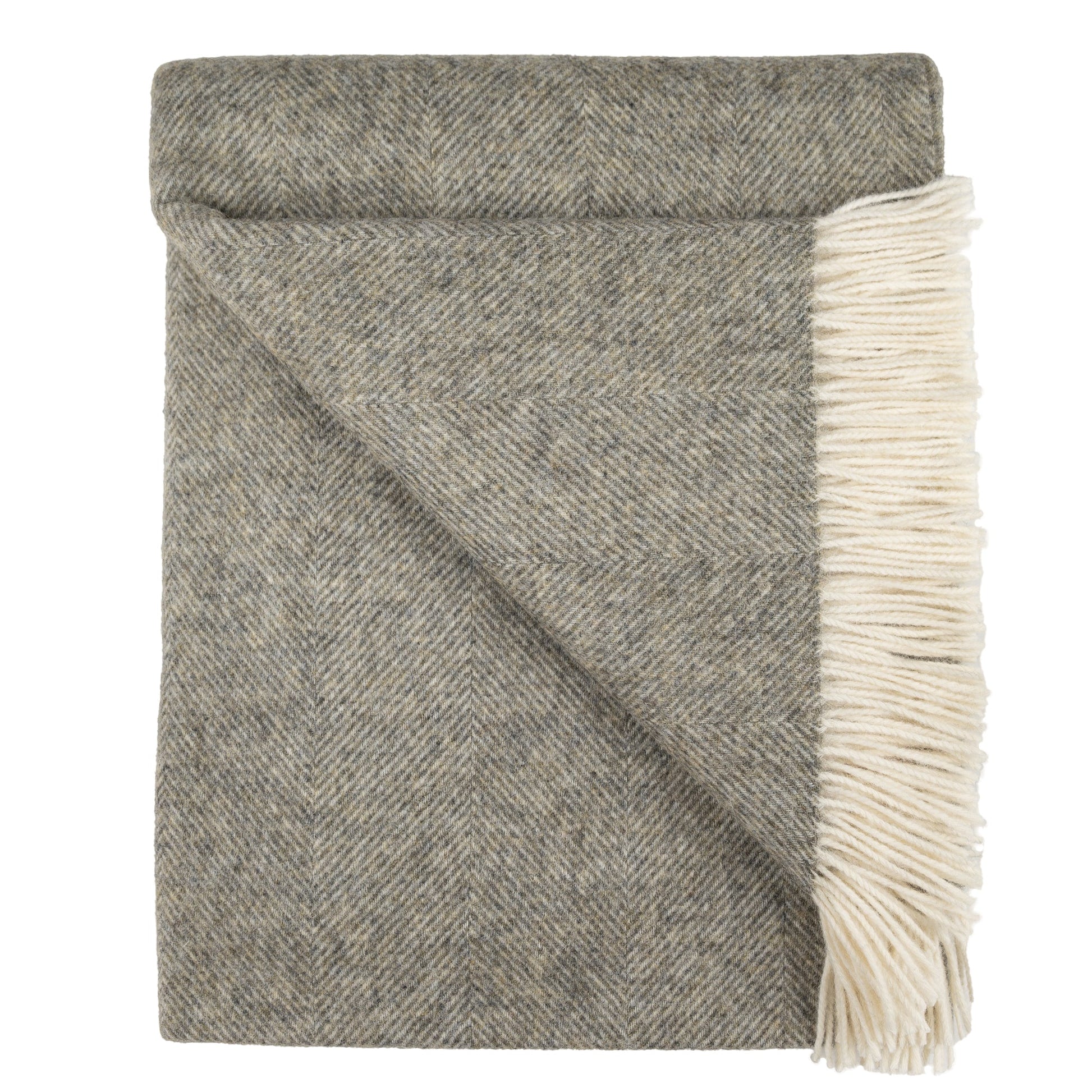 Southampton Home Wool Herringbone Throw (Estate Grey)-Throws and Blankets-[bar code]-Q028001-03-Prince of Scots