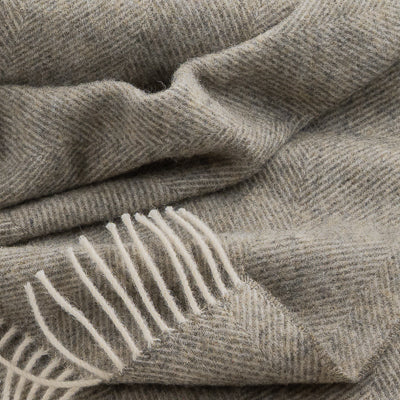Southampton Home Shetland Lambswool Herringbone Throw – Estate Grey | Woven in England-Throws and Blankets-[bar code]-Prince of Scots
