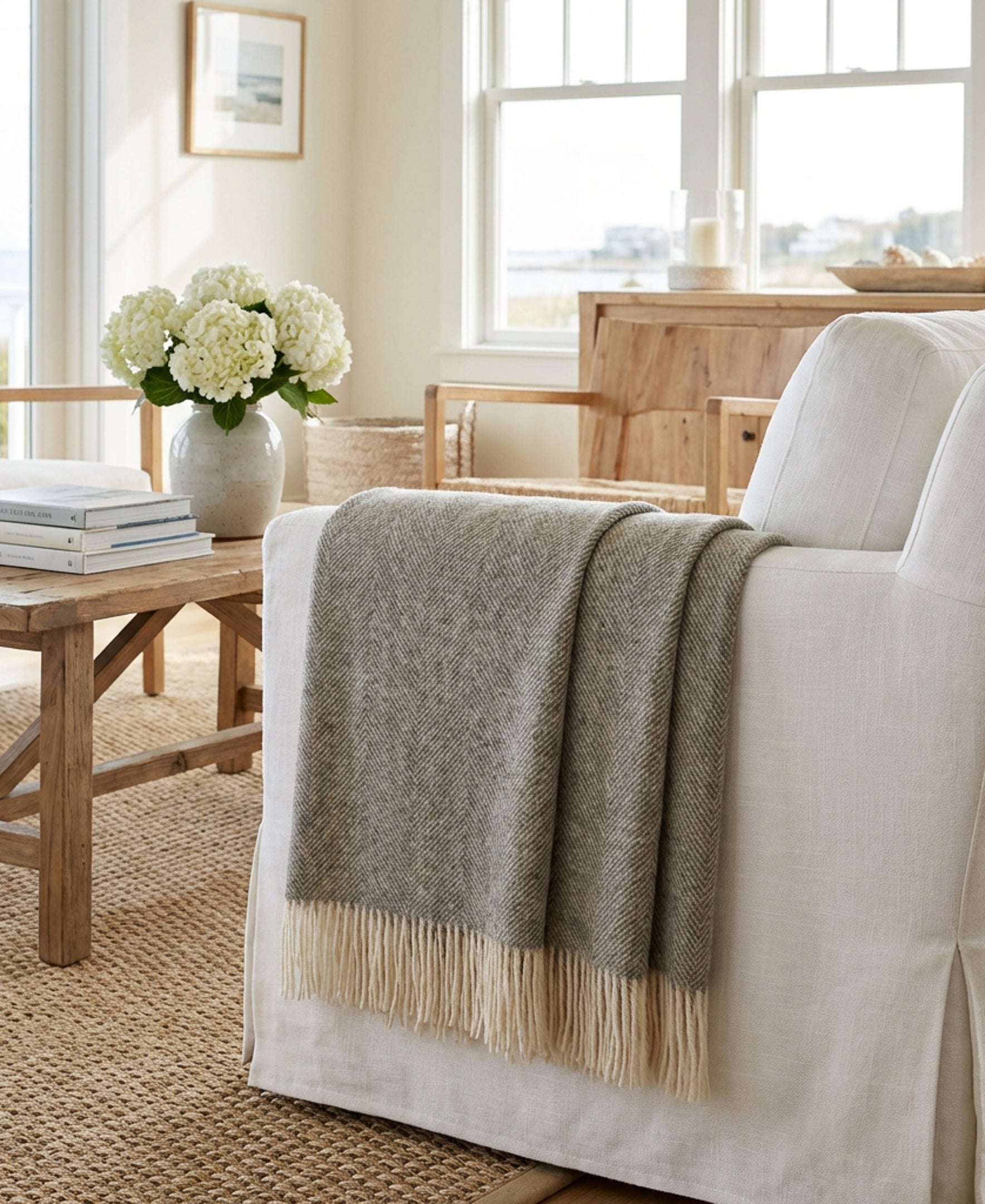 Southampton Home Shetland Lambswool Herringbone Throw – Estate Grey | Woven in England-Throws and Blankets-[bar code]-Prince of Scots