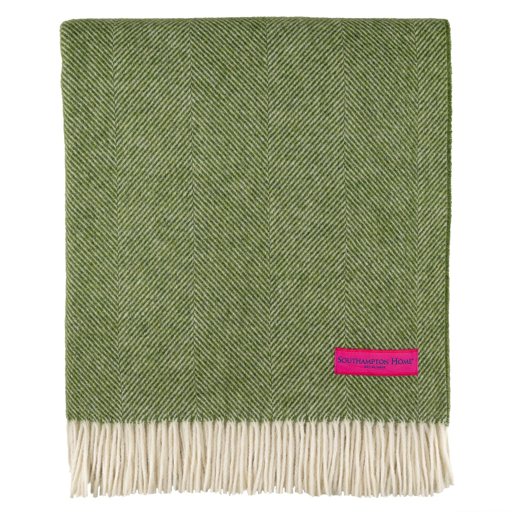 Southampton Home Wool Herringbone Throw (Evergreen)-Throws and Blankets-[bar code]-EvergreenShetland-Prince of Scots