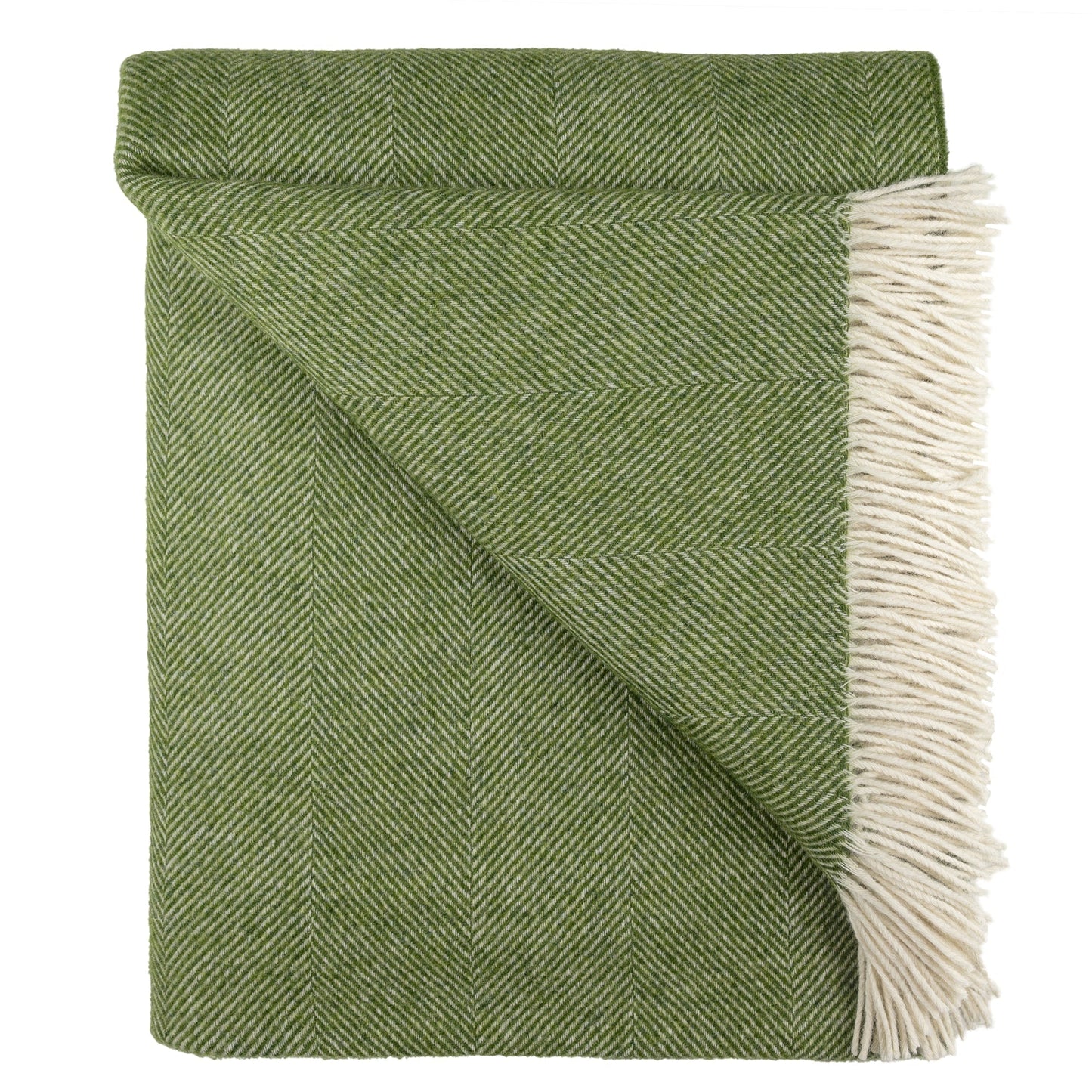 Southampton Home Wool Herringbone Throw (Evergreen)-Throws and Blankets-[bar code]-EvergreenShetland-Prince of Scots