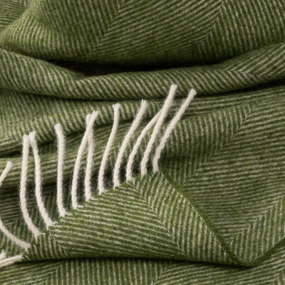 Southampton Home Shetland Lambswool Herringbone Throw – Evergreen | Woven in England-Throws and Blankets-[bar code]-Prince of Scots