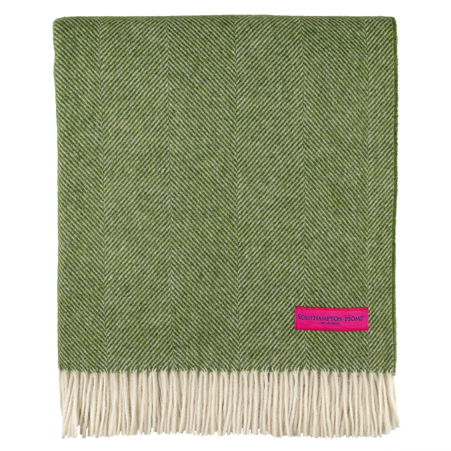 Southampton Home Wool Herringbone Throw (Evergreen)-Throws and Blankets-[bar code]-EvergreenShetland-Prince of Scots
