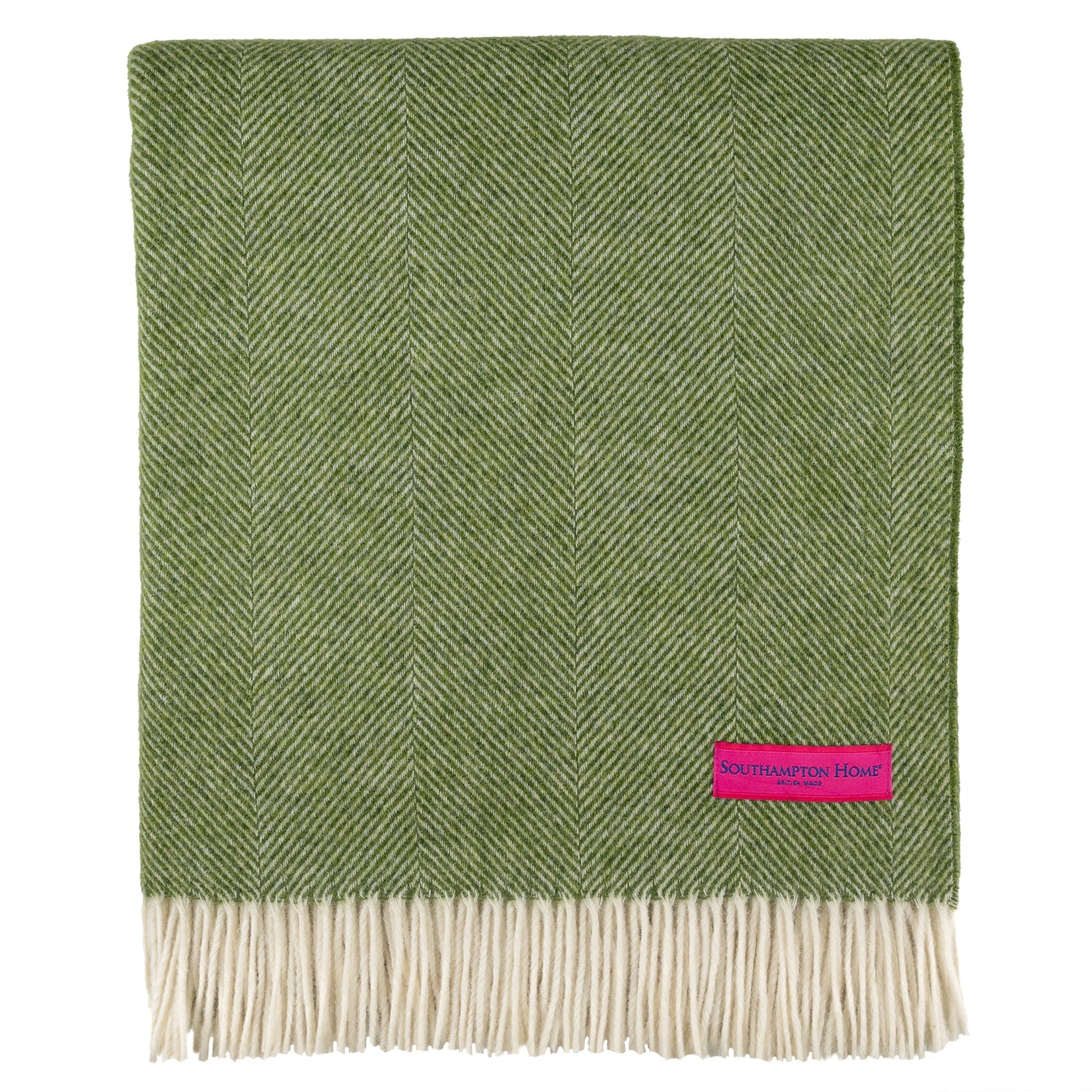 Southampton Home Wool Herringbone Throw (Evergreen)-Throws and Blankets-[bar code]-EvergreenShetland-Prince of Scots