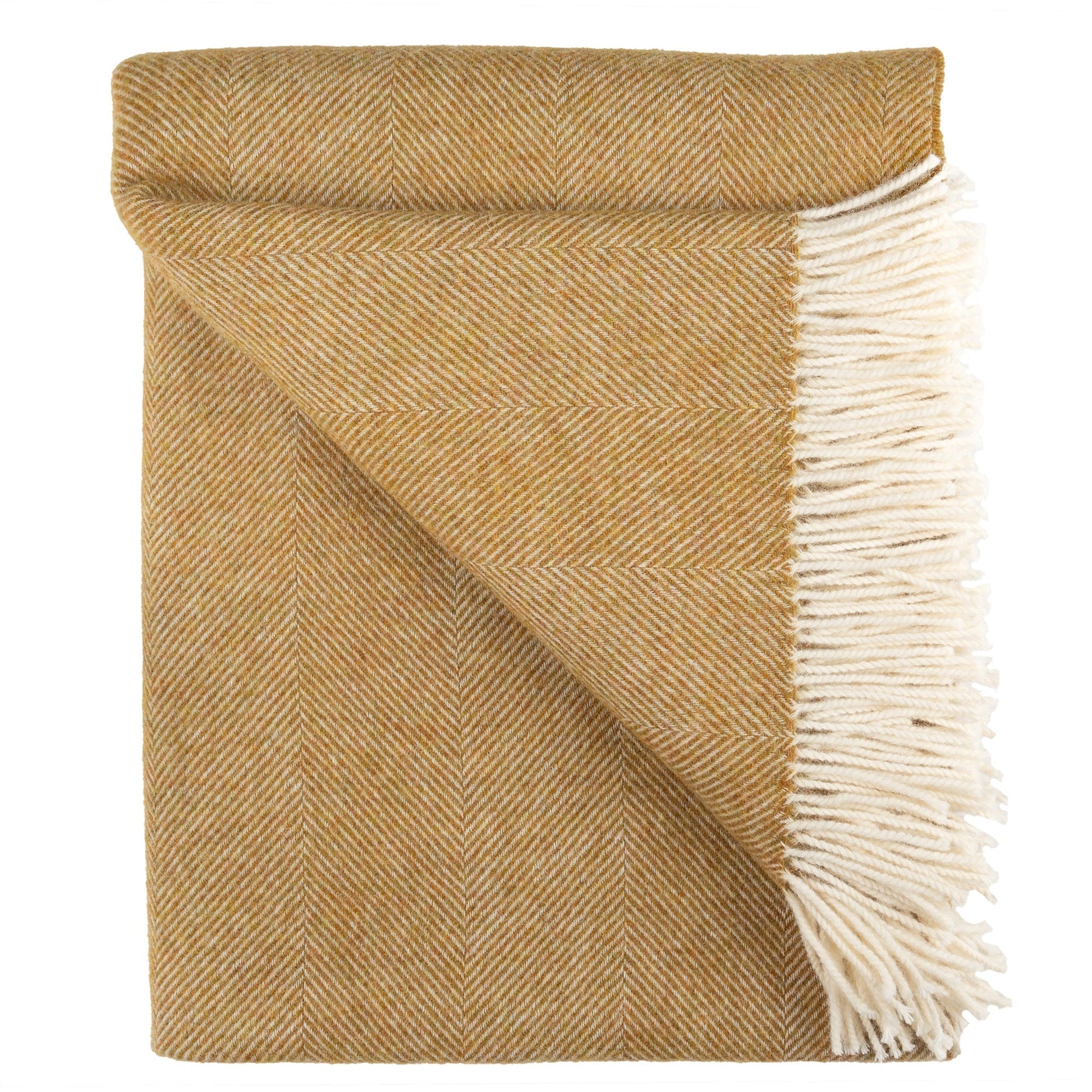 Southampton Home Wool Herringbone Throw (Gold)-Throws and Blankets-[bar code]-Q028001-05-Prince of Scots