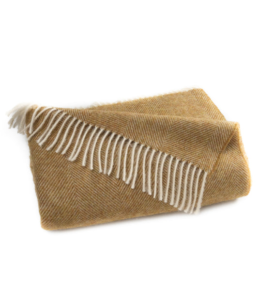 Southampton Home Shetland Lambswool Herringbone Throw – Gold | Woven in England-Throws and Blankets-[bar code]-Prince of Scots