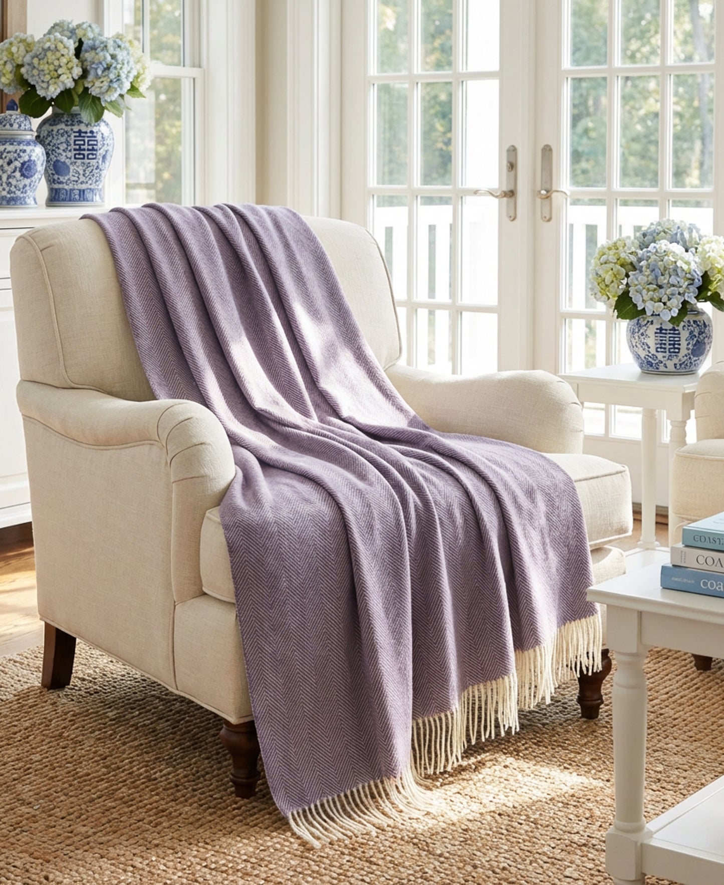 Southampton Home Shetland Lambswool Herringbone Throw – Lavender | Woven in England-Throws and Blankets-[bar code]-Prince of Scots
