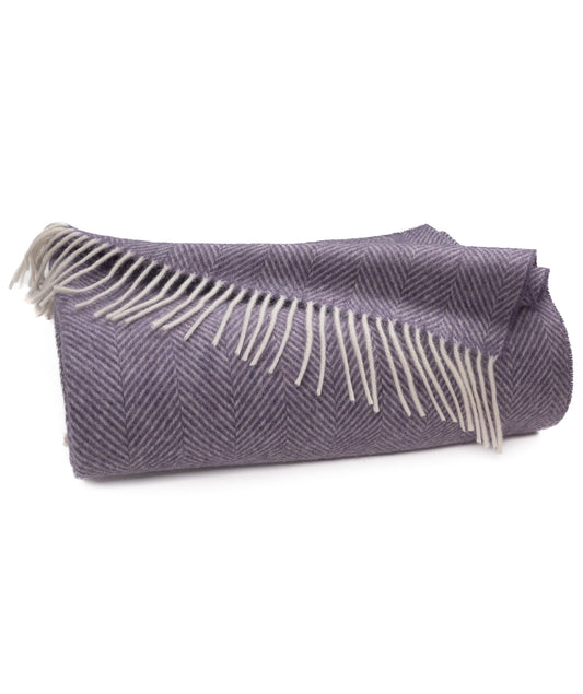 Southampton Home Shetland Lambswool Herringbone Throw – Lavender | Woven in England-Throws and Blankets-[bar code]-Prince of Scots