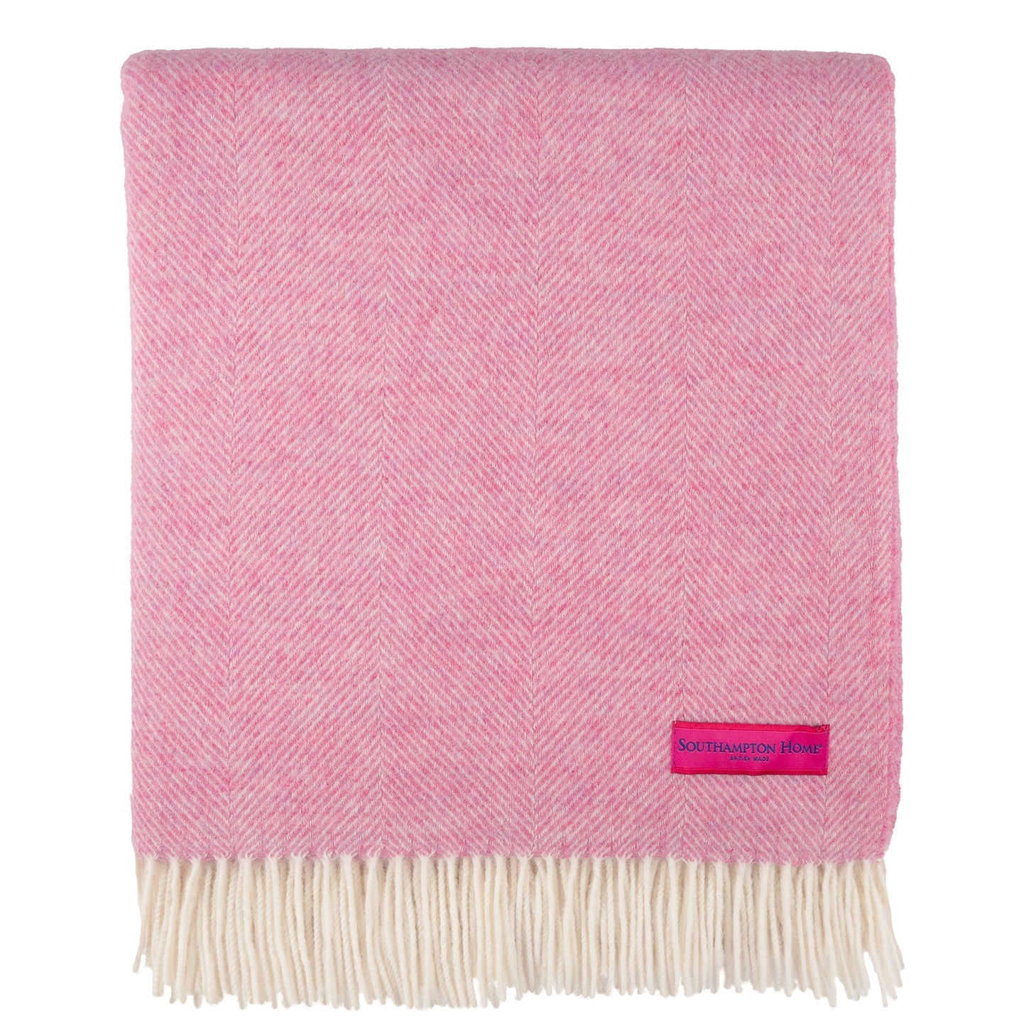 Southampton Home Wool Herringbone Throw (Light Pink)-Throws and Blankets-[bar code]-LighPinkShetland-Prince of Scots