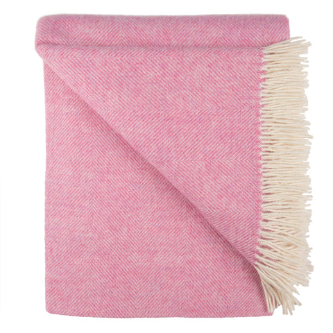 Southampton Home Wool Herringbone Throw (Light Pink)-Throws and Blankets-[bar code]-LighPinkShetland-Prince of Scots