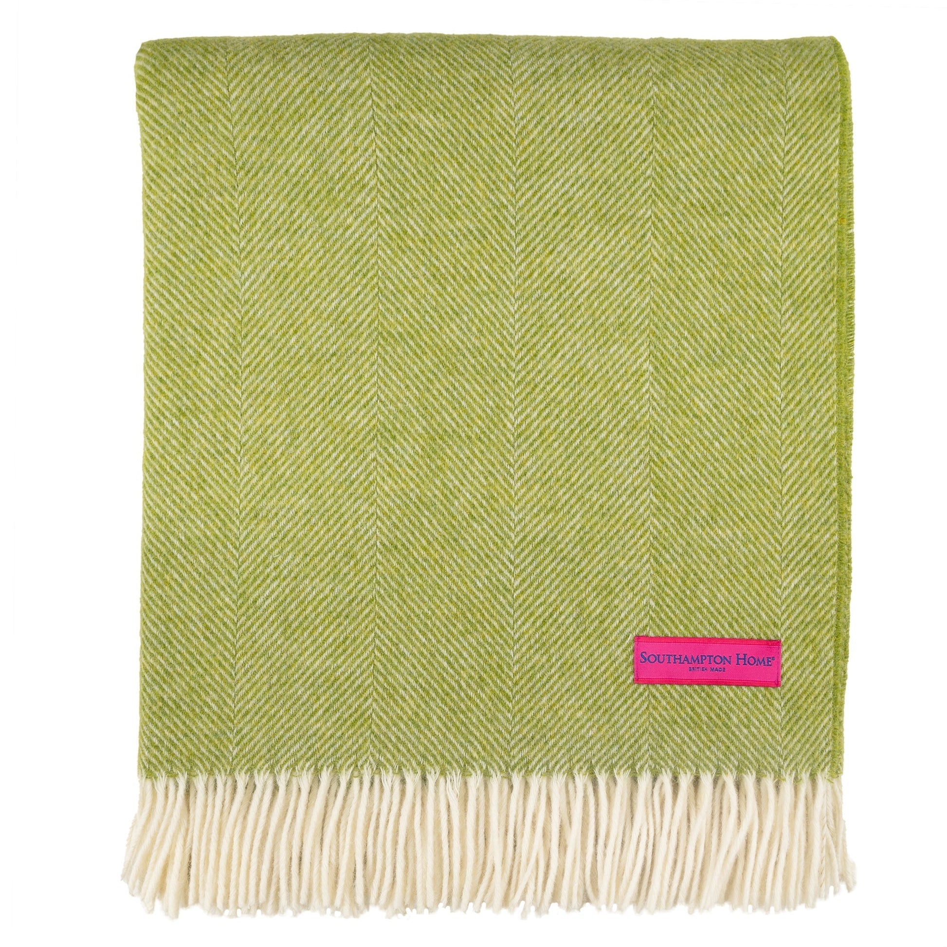 Southampton Home Wool Herringbone Throw (Lime)-Throws and Blankets-[bar code]-LimeShetland-Prince of Scots