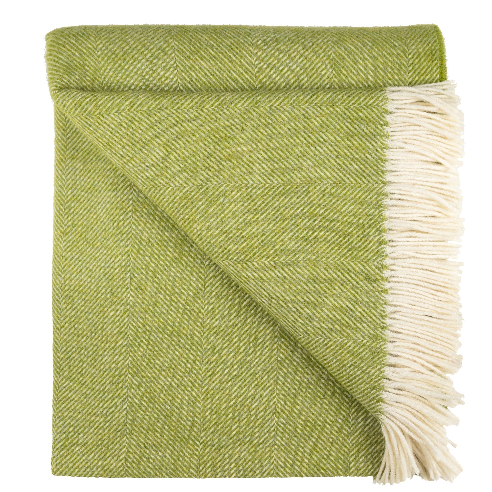 Southampton Home Wool Herringbone Throw (Lime)-Throws and Blankets-[bar code]-LimeShetland-Prince of Scots