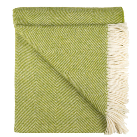 Southampton Home Wool Herringbone Throw (Lime)-Throws and Blankets-[bar code]-LimeShetland-Prince of Scots