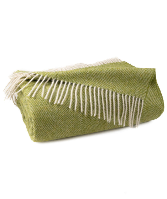 Southampton Home Shetland Lambswool Herringbone Throw – Lime | Woven in England-Throws and Blankets-[bar code]-Prince of Scots