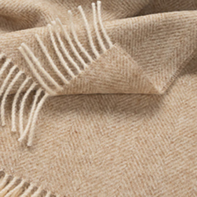 Southampton Home Shetland Lambswool Herringbone Throw – Linen | Woven in England-Throws and Blankets-[bar code]-Prince of Scots