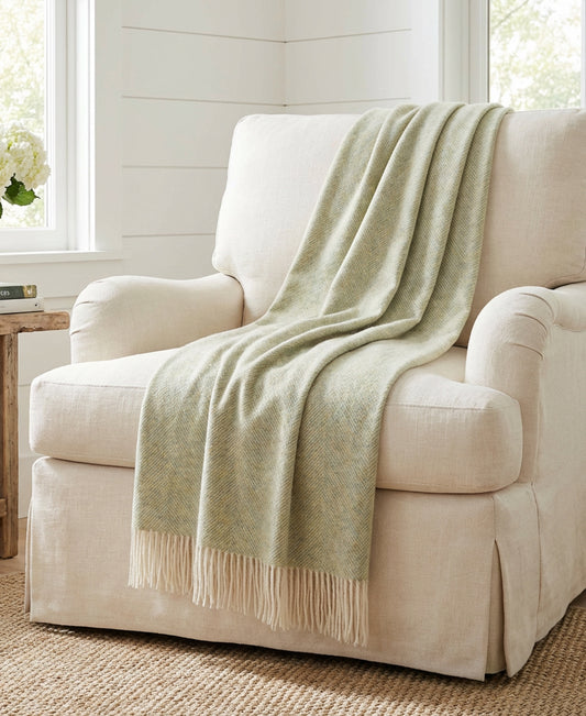 Southampton Home Shetland Lambswool Herringbone Throw – Meadow | Woven in England-Throws and Blankets-[bar code]-Prince of Scots