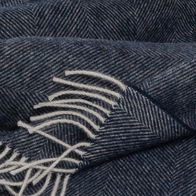 Southampton Home Shetland Lambswool Herringbone Throw – Navy | Woven in England-Throws and Blankets-[bar code]-Prince of Scots