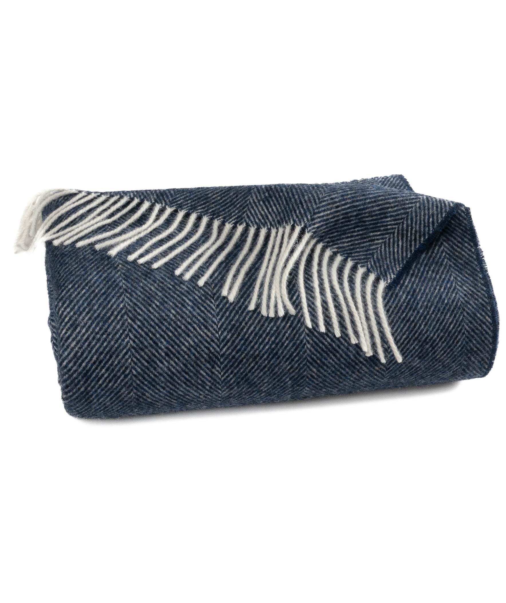 Southampton Home Shetland Lambswool Herringbone Throw – Navy | Woven in England-Throws and Blankets-[bar code]-Prince of Scots