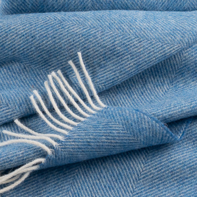 Southampton Home Shetland Lambswool Herringbone Throw – Ocean Blue | Woven in England-Throws and Blankets-[bar code]-Prince of Scots