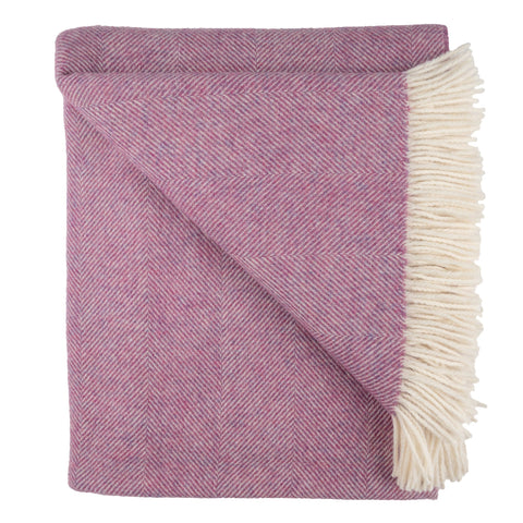 Southampton Home Wool Herringbone Throw (Petal Pink)-Throws and Blankets-[bar code]-Q028001-08-Prince of Scots