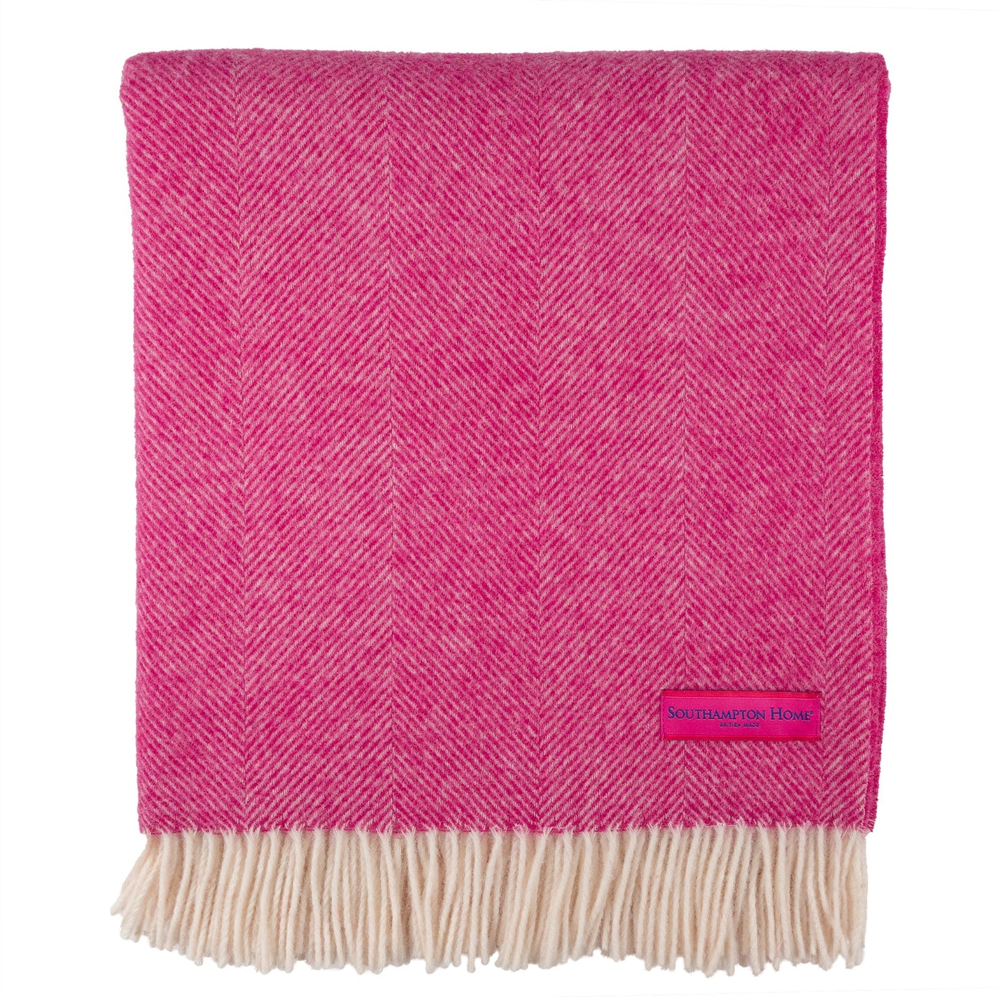 Southampton Home Wool Herringbone Throw (Pink)-Throws and Blankets-[bar code]-PinkShetland-Prince of Scots