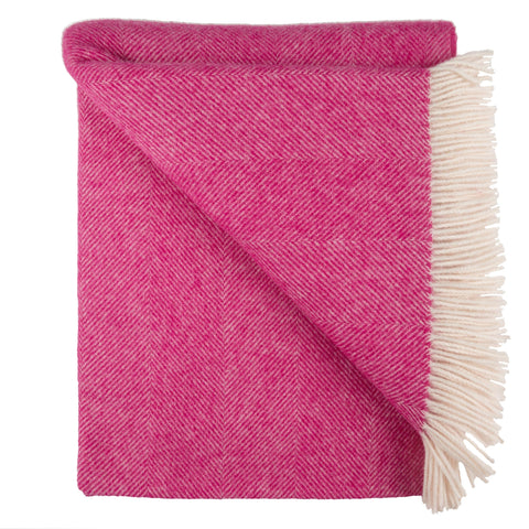 Southampton Home Wool Herringbone Throw (Pink)-Throws and Blankets-[bar code]-PinkShetland-Prince of Scots