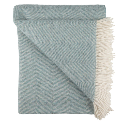 Southampton Home Wool Herringbone Throw (Robin's Egg)-Throws and Blankets-[bar code]-Q028001-10-Prince of Scots