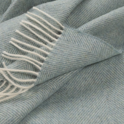 Southampton Home Shetland Lambswool Herringbone Throw – Robin's Egg | Woven in England-Throws and Blankets-[bar code]-Prince of Scots